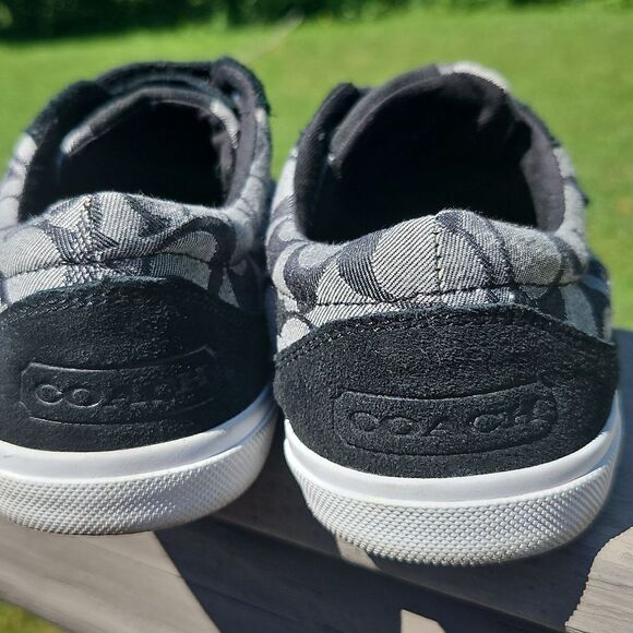 Coach Priya Hook-and-Loop Sneakers Monogram Black Gray Size 8 - Picture 4 of 6